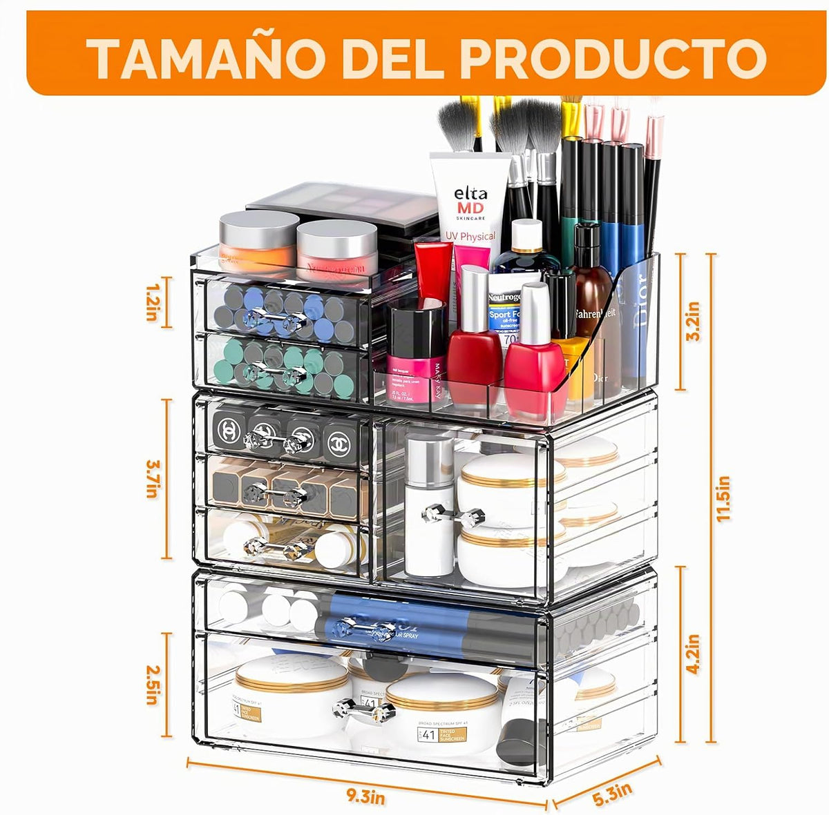 Acrylic Makeup Organizer with Drawers – view 3