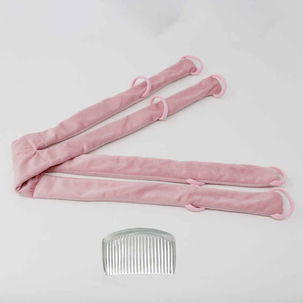 Sogno Heatless Curl Headband in Pink with styling comb