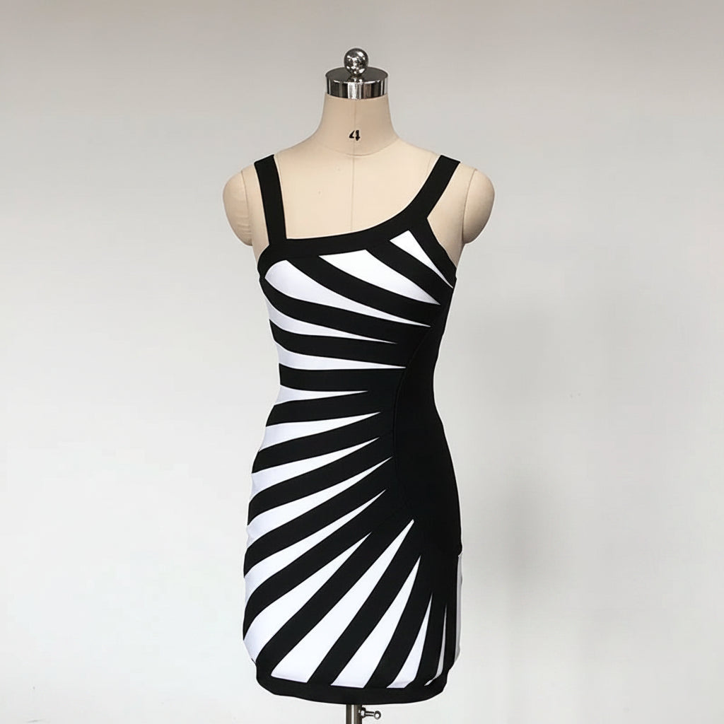 The Monochrome Sculpt Mini Dress