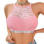 The Venetian Lace Camisole - Ribbed Lace Tank Top - Timeless Apparel - Donna Cuore Italia.