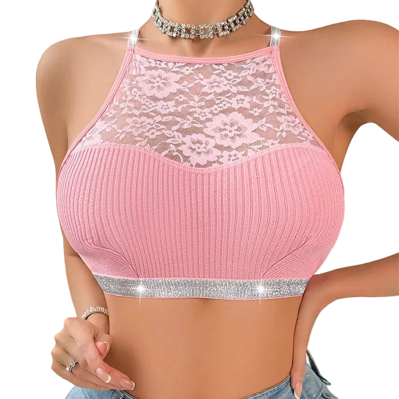 The Venetian Lace Camisole - Ribbed Lace Tank Top - Timeless Apparel - Donna Cuore Italia.