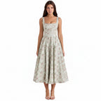The Villa Floral Corset Dress - Lace Up Midi Dress - The Fashion Atelier - Donna Cuore Italia.