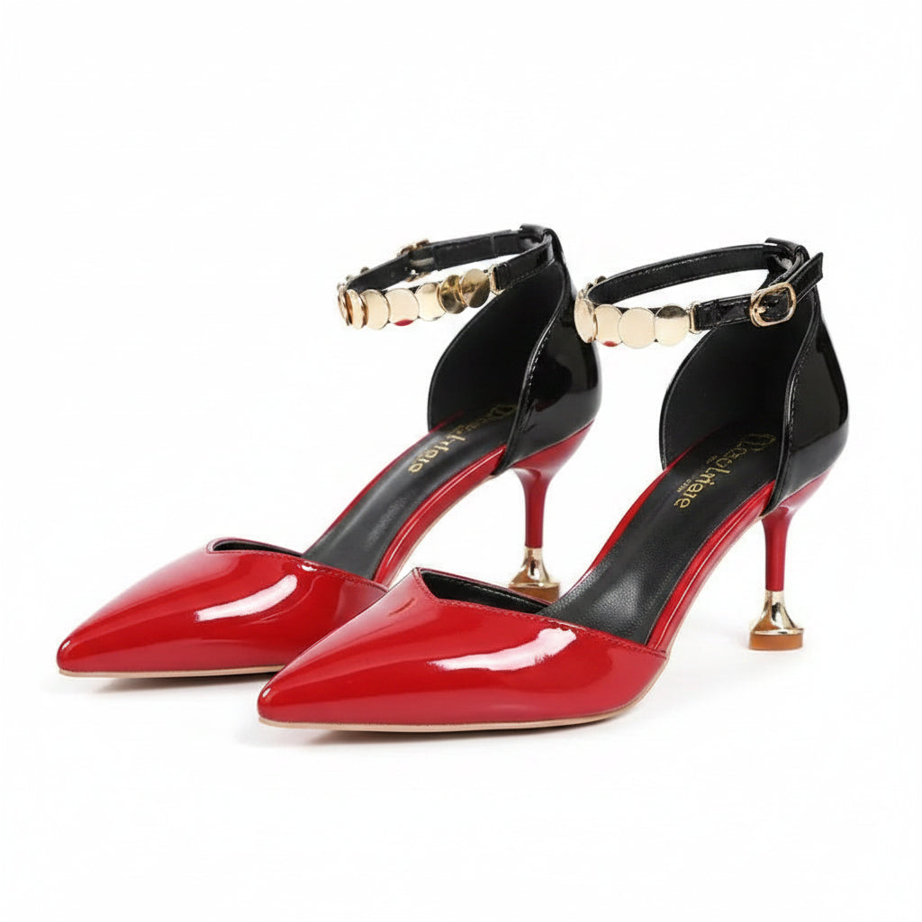 Pointed Toe Stiletto - Elegant Ankle Strap Heel - Shoes - Donna Cuore Italia