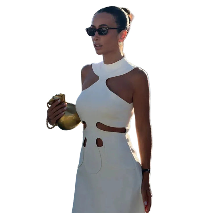 The Riviera Cutout Mini Dress - Elegant Halter Dress - The Fashion Atelier - Donna Cuore Italia.